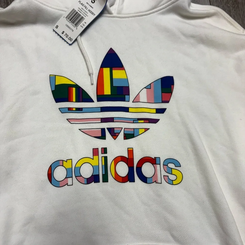 Adidas Pride Flag pull over Trefoil Hoodie size S men’s - Picture 7 of 14